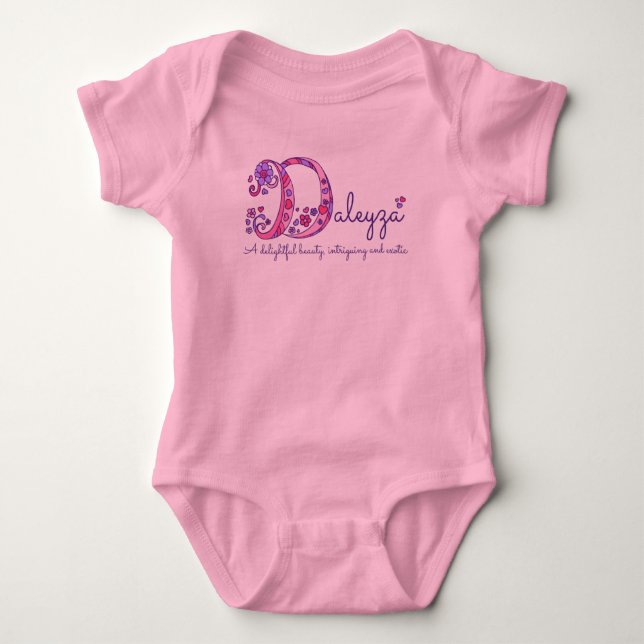Daleyza girls name meaning monogram baby romper bodysuit (Front)