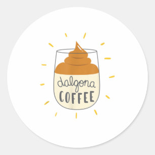 Dalgona Coffee Illustration TShirt Classic Round Sticker