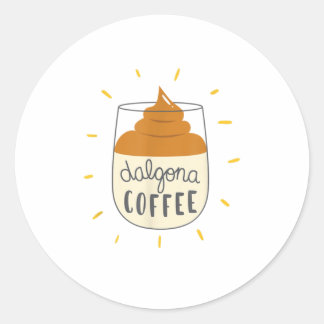 Dalgona Coffee Illustration TShirt Classic Round Sticker