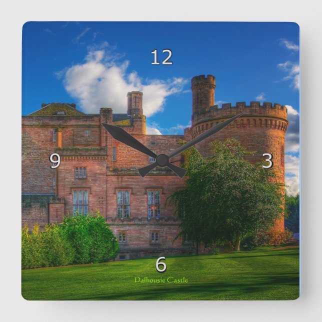 Dalhousie Castle, Midlothian, Scotland Square Wall Clock (Front)