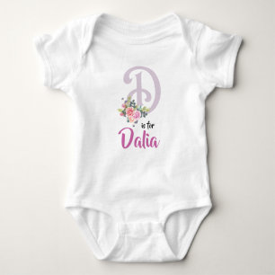 Dalia Name Baby Outfit Letter D Romper Floral Girl Baby Bodysuit