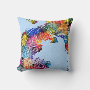 Dalian China City Map Cushion