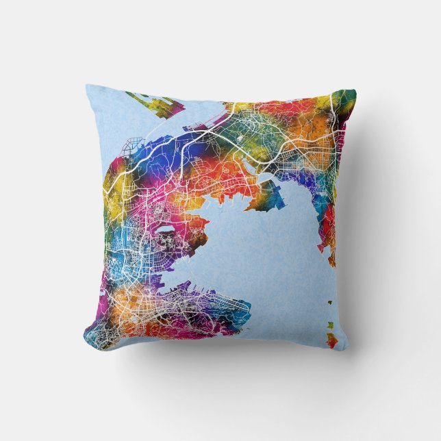 Dalian China City Map Cushion (Front)