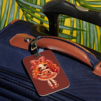 dall glam red hair luggage tag
