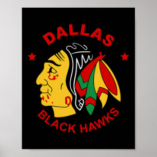 Dallas Black Hawks Vintage Hockey Fan  Poster