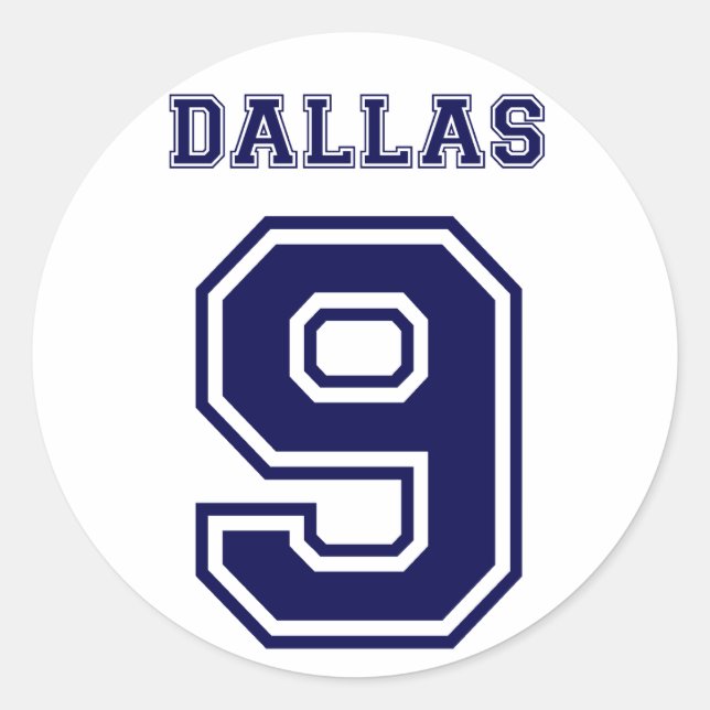 DALLAS BLUE NUMBER NINE CLASSIC ROUND STICKER (Front)