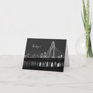 Dallas Bridge View Grayscale Thank You Card