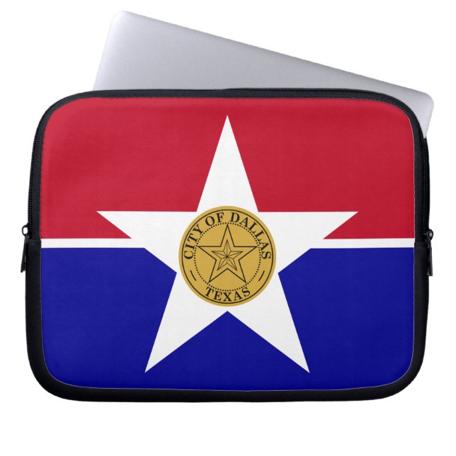 Dallas City Flag Laptop Sleeve (Front)