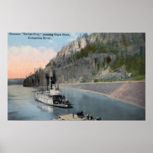 Dallas City Steamer on Columbia River Poster