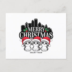 Dallas City Texas Merry Christmas Cats USA Postcard