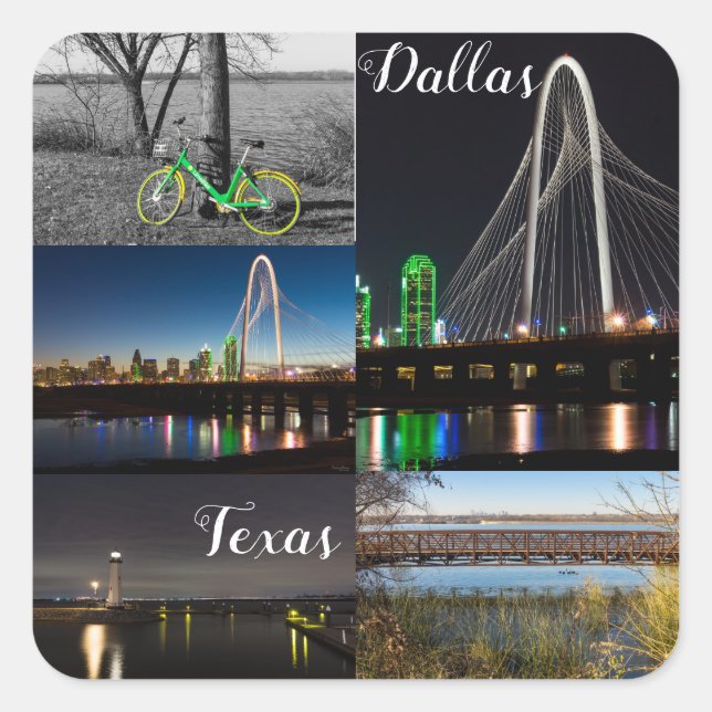 Dallas Collage Square Sticker (Front)