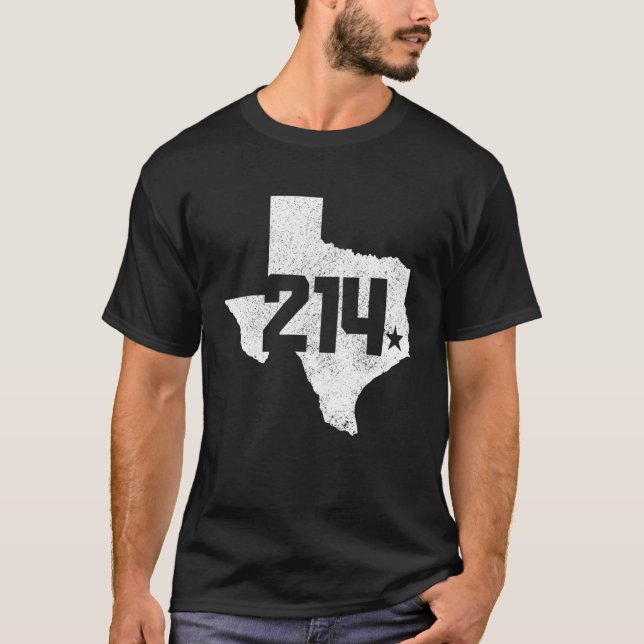 Dallas County 214 Area Code Texas Sate Map Pride 2 T-Shirt (Front)