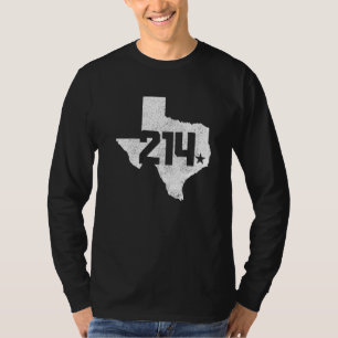 Dallas County 214 Area Code Texas Sate Map Pride T-Shirt