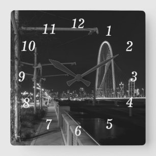 Dallas Evening Walk Grayscale Wall Clock