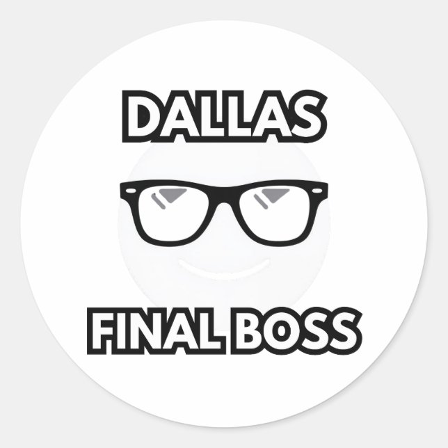 Dallas Final Boss Cool Emoji Classic Round Sticker (Front)
