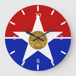 Dallas flag Large Clock