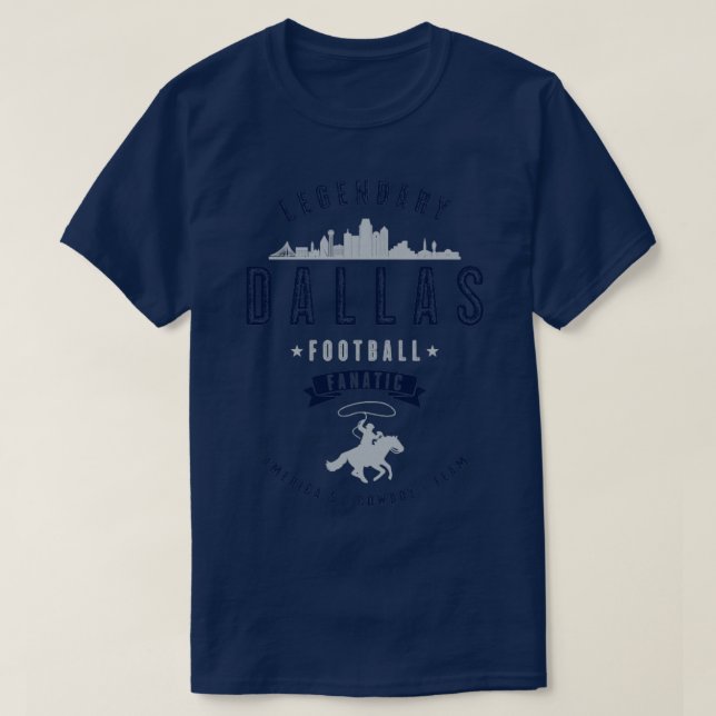 Dallas Football Fanatic Vintage Look Text T-Shirt (Design Front)