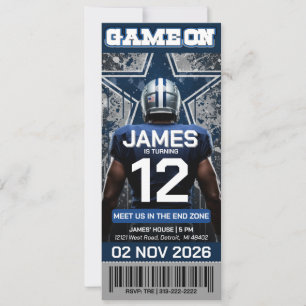 Dallas Football Ticket Birthday Invitation