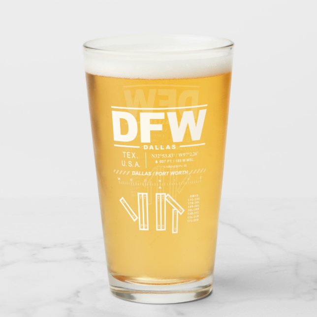 Dallas Fort Worth Int'l Airport DFW Glass (Front Filled)