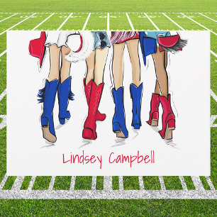 Dallas Game Day Tailgate Fashion / Red Blue Boots  Thank You Card