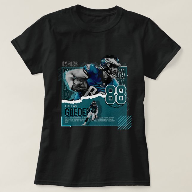 Dallas Goedert Football Paper Poster Eagles  T-Shirt (Design Front)