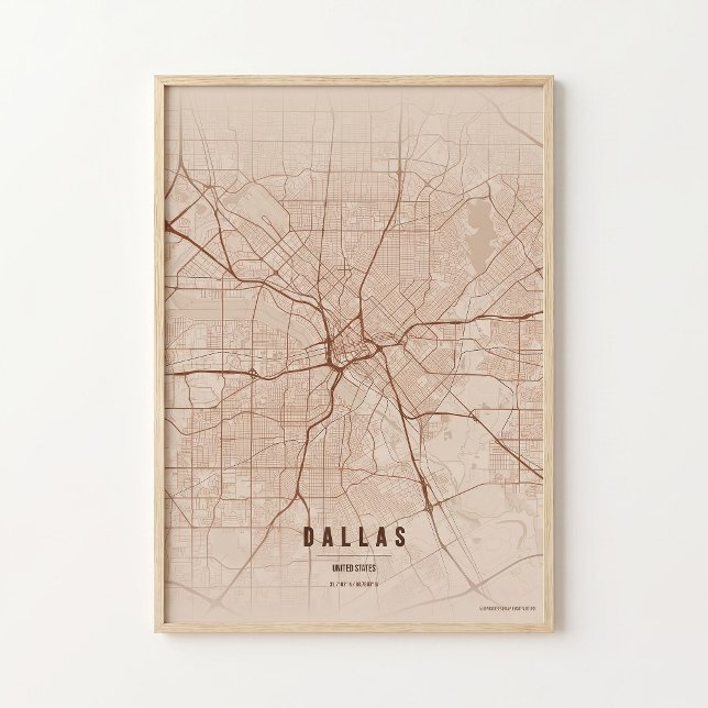 Dallas Map Print Copper Texas Poster Wall Art (Creator Uploaded)