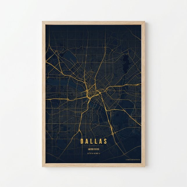 Dallas Map Print Gold Texas Poster Wall Art (Creator Uploaded)