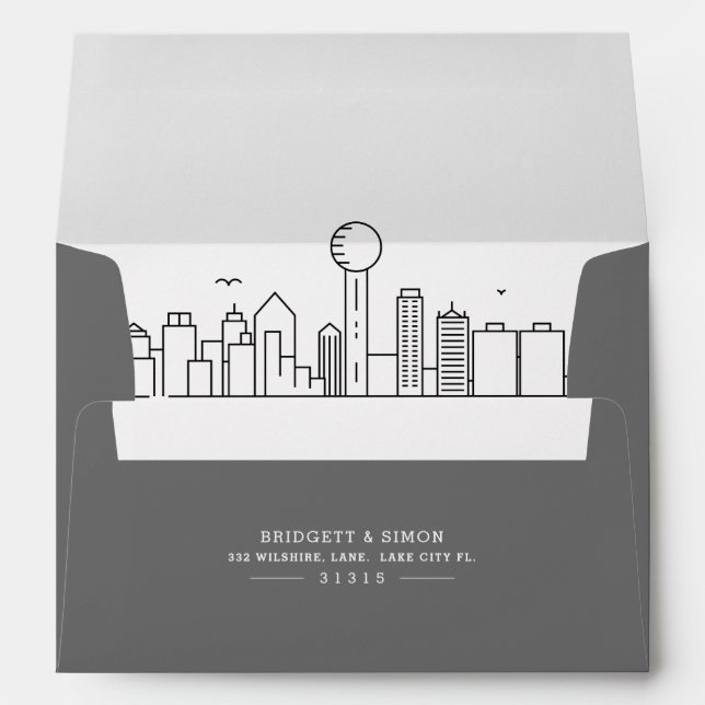 Dallas Modern Deco | Skyline Reveal Envelope (Back (Bottom))