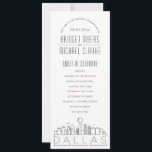Dallas | Modern Deco Wedding Program<br><div class="desc">A deco skyline-themed wedding program for a wedding taking place in the beautiful city of Dallas, Texas. This wedding program card features a stylised illustration of the city's unique skyline with its name underneath. This is resting underneath your wedding day information in a matching open-lined style. On the reverse side...</div>