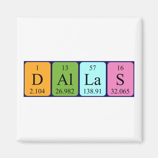 Dallas periodic table name magnet (Front)
