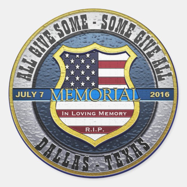 Dallas Police Memorial Thin Blue Line Classic Round Sticker (Front)
