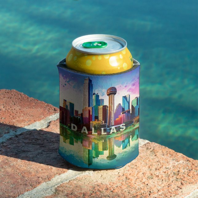Dallas Skyline Abstract Art Can Cooler (In Situ Pool)
