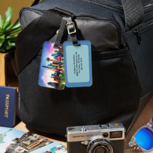 Dallas Skyline Abstract Art Luggage Tag