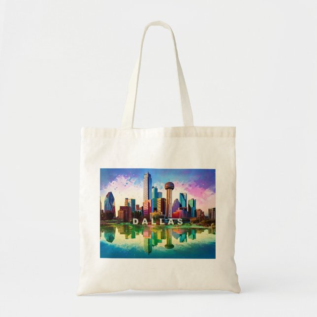 Dallas Skyline Abstract Art Tote Bag (Front)