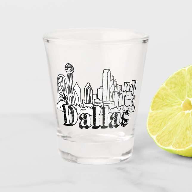 Dallas Skyline Art Design Dallas Skyline Design Shot Glass (Front)