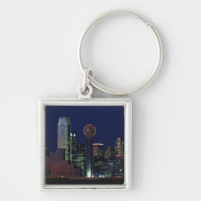 Dallas Skyline at Night Key Ring (Front)