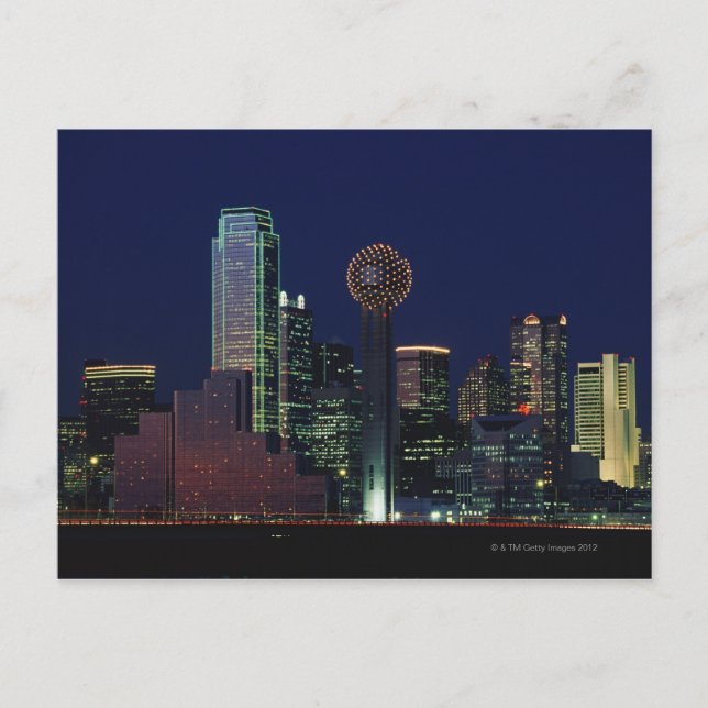 Dallas Skyline at Night Postcard (Front)