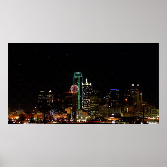 Dallas Skyline at Night Poster (Front)