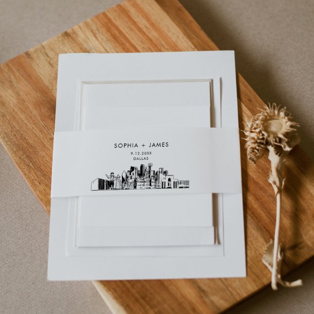 Dallas Skyline Belly Band, 2"x11.5" Invitation Belly Band (Creator Uploaded)