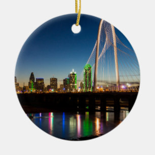 Dallas Skyline Dawn Ceramic Ornament