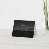 Dallas Skyline Dawn Pano Grayscale Thank You Card