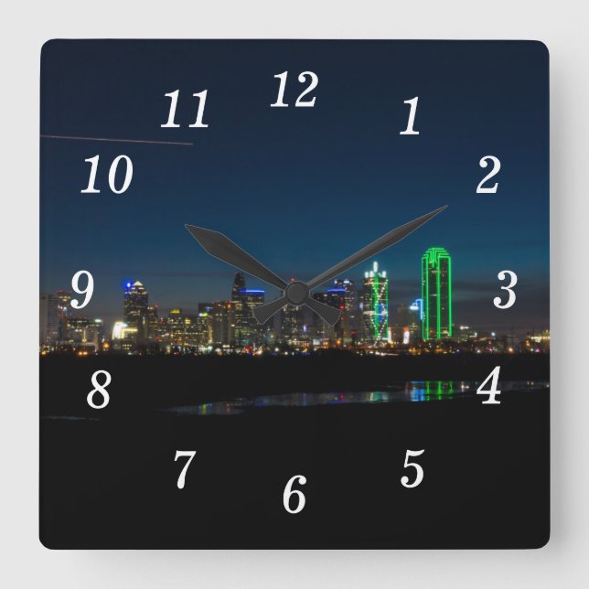 Dallas Skyline Dawn Pano Wall Clock (Front)