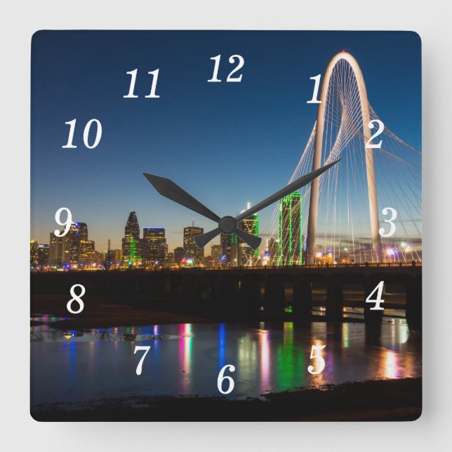 Dallas Skyline Dawn Wall Clock (Front)
