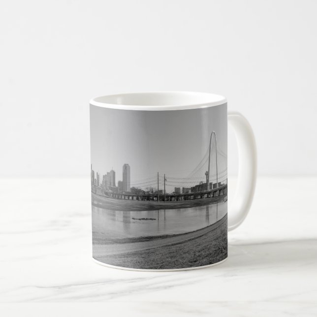 Dallas Skyline Grayscale Coffee Mug (Front Right)