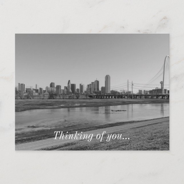 Dallas Skyline Grayscale Postcard (Front)