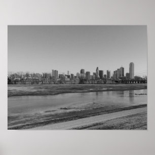Dallas Skyline Grayscale Poster