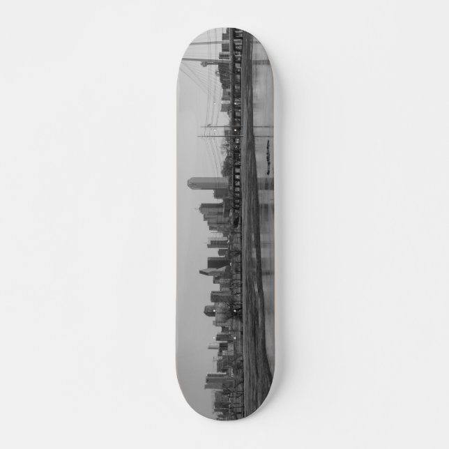 Dallas Skyline Grayscale Skateboard (Front)
