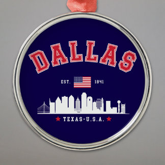 Dallas Skyline Heritage Metal Ornament