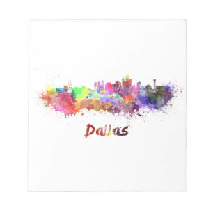 Dallas skyline in watercolor notepad