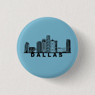 Dallas Skyline Silhouette 3 Cm Round Badge